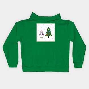 Penguin with garlands and tree Kids Hoodie